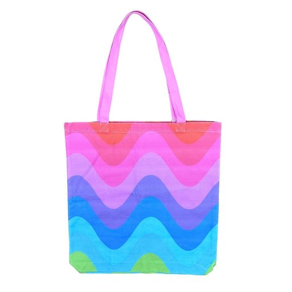 SkinnyDip London Rainbow Wave Canvas Tote Bag - 16” x 13” x 1” - Picture 4 of 5